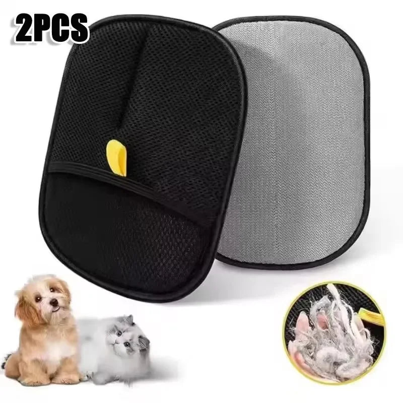 2pcs Cat Grooming Gloves Electrostatic Pet Hair Removal Brush for Cleaning Sofa Carpet clothes Double-sided Pet Hair Remover